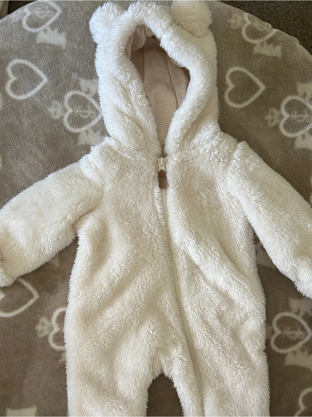 Carter's Cream Plush Bear Hooded One-Piece